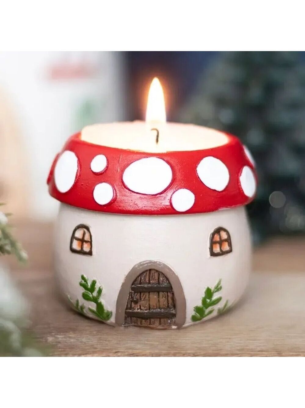 FINAL PIECE!!! ($10) Mushroom House Resin Tealight Holder